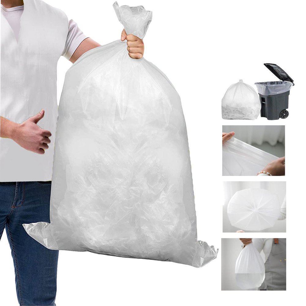 200 Large Strong Clear Bin Bags (18 x 29 x 39 Inches) - Plastic Recycling Bin Liners - 140 Gauge Trash Bags for Rubbish, Waste, Refuse & Dustbin Sacks - 85 Liters