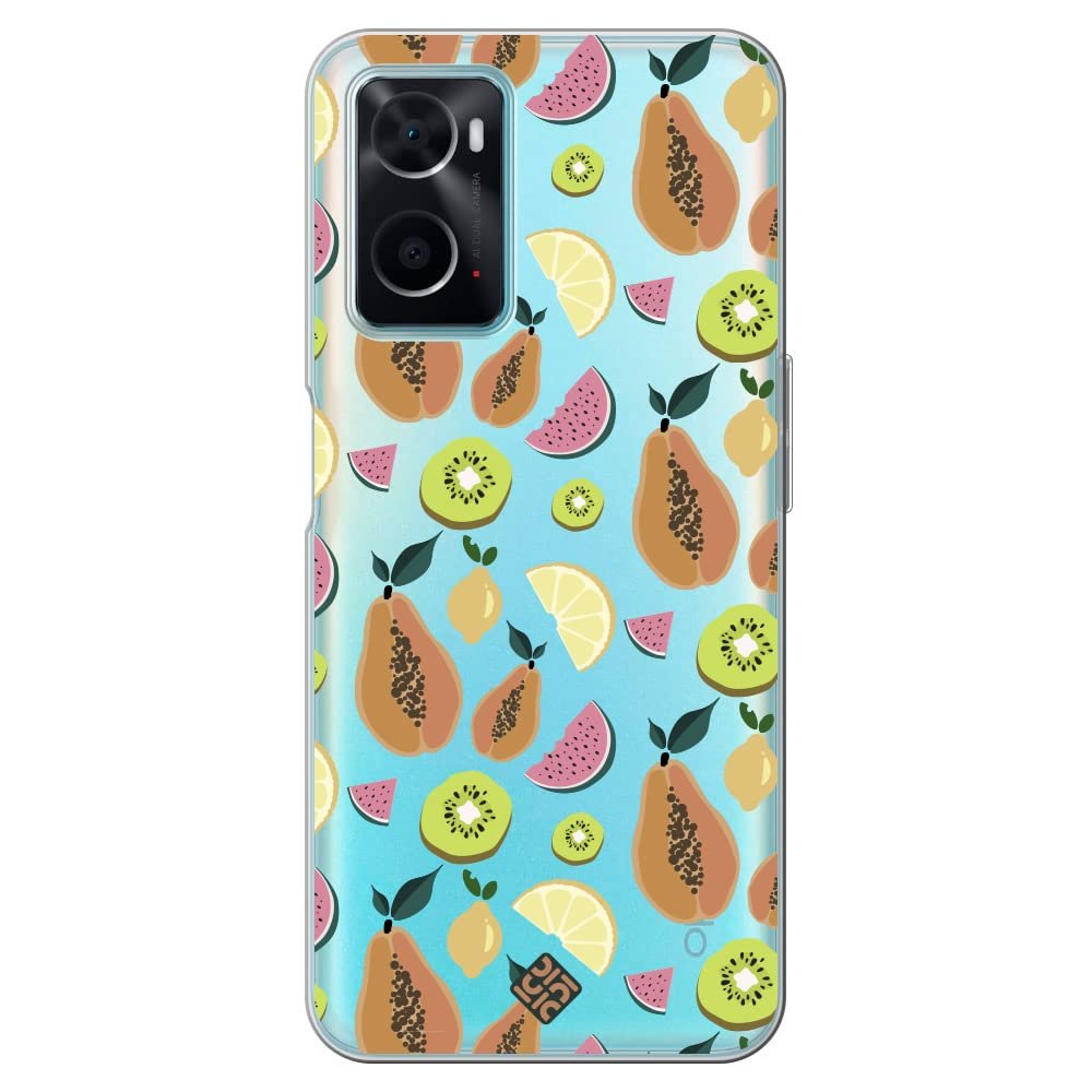 Movilshop Case for [ OPPO A76 4G ] Authentic Drawing [ Fruit - Papaya, Watermelon, Kiwis and Lemon ] Flexible Silicone Case Cover Gel for Smartphone.