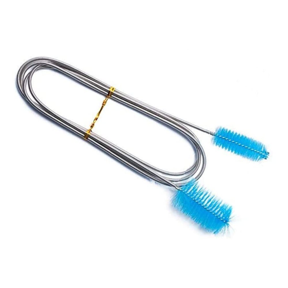 bnafes Stainless Flexible Cleaning Brush Double Ended Canister Filter Tube Hose Pipe Clean for Fish Tank Aquarium (Sky Blue)