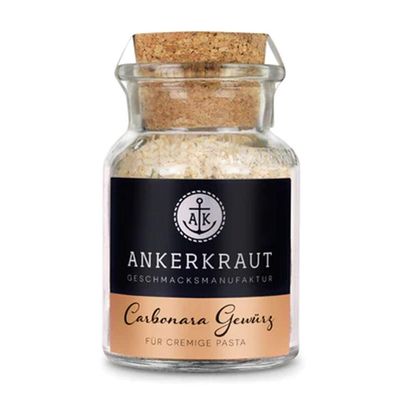 Ankerkraut Carbonara, Spice Preparation for Pasta, Pasta Carbonara with Spaghetti, Cream, Bacon and Spices, 90 g in Cork Jar