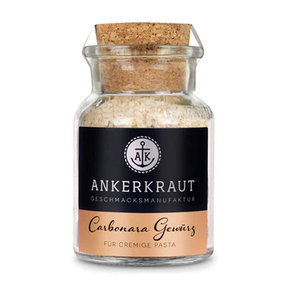 Ankerkraut Carbonara, Spice Preparation for Pasta, Pasta Carbonara with Spaghetti, Cream, Bacon and Spices, 90 g in Cork Jar