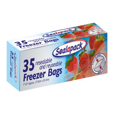 Sealapack Reusable Food and Freezer Bags  35 Airtight, Resealable Bags for Freshness and Convenience