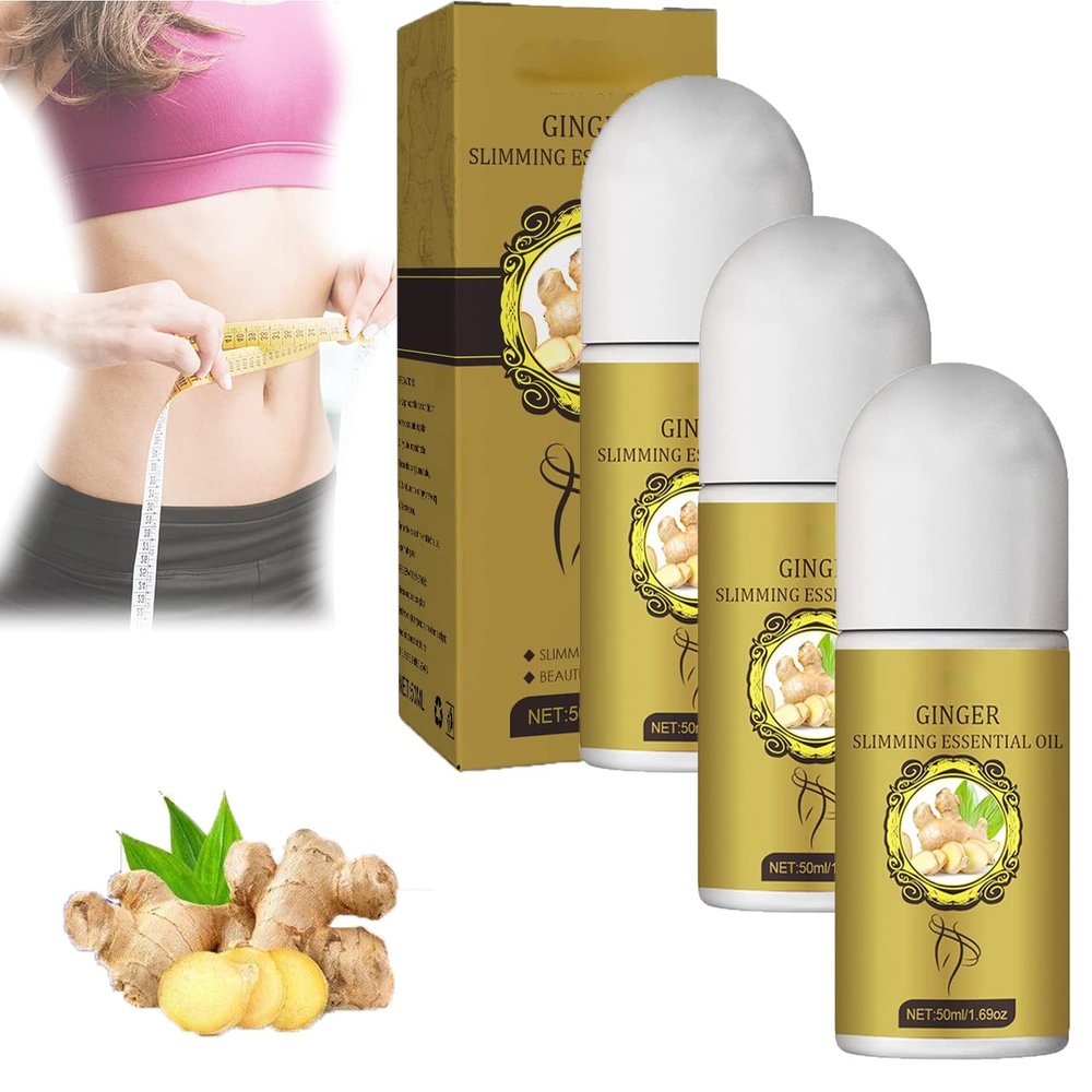 SADFA Lymphatic Detox Rollon Ginger Oil, Slimming Tummy Ginger Oil, Ginger Essential Oil For Lymphatic Drainage, Swelling, Massage Ginger Oil Organic With Roller Top Applicator (3 PCS)