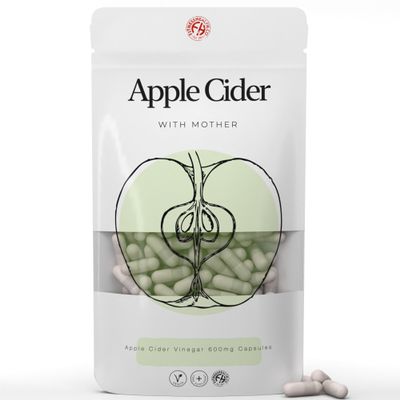 Apple Cider Vinegar with Mother 60 Capsules - Appetite Suppressant - Vegan - Vegetarian - 600mg - UK Made