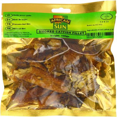 African Sun Smoked Catfish Fillet 100g Box of 10