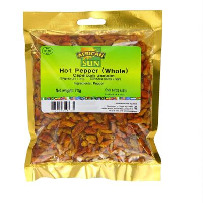 African Sun Whole Hot Pepper 70g Box of 10