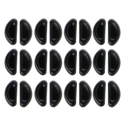 12 Pairs Adhesive Eye Glasses Nose Pads, D Shape Stick on Anti-Slip Soft Silicone, Black/White Adhesive Nose Pads Glasses Nose Pad for Glasses, Eyeglasses and Sunglasses