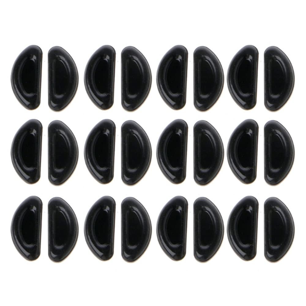 12 Pairs Adhesive Eye Glasses Nose Pads, D Shape Stick on Anti-Slip Soft Silicone, Black/White Adhesive Nose Pads Glasses Nose Pad for Glasses, Eyeglasses and Sunglasses