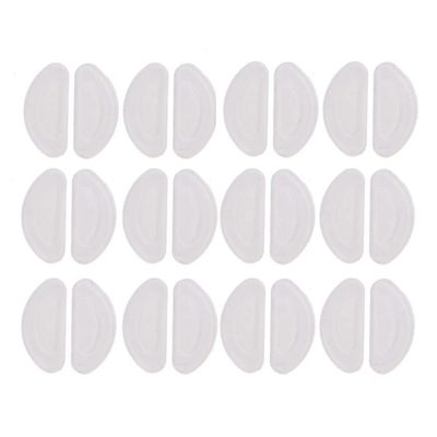 12 Pairs Adhesive Eye Glasses Nose Pads, D Shape Stick on Anti-Slip Soft Silicone, Black/White Adhesive Nose Pads Glasses Nose Pad for Glasses, Eyeglasses and Sunglasses