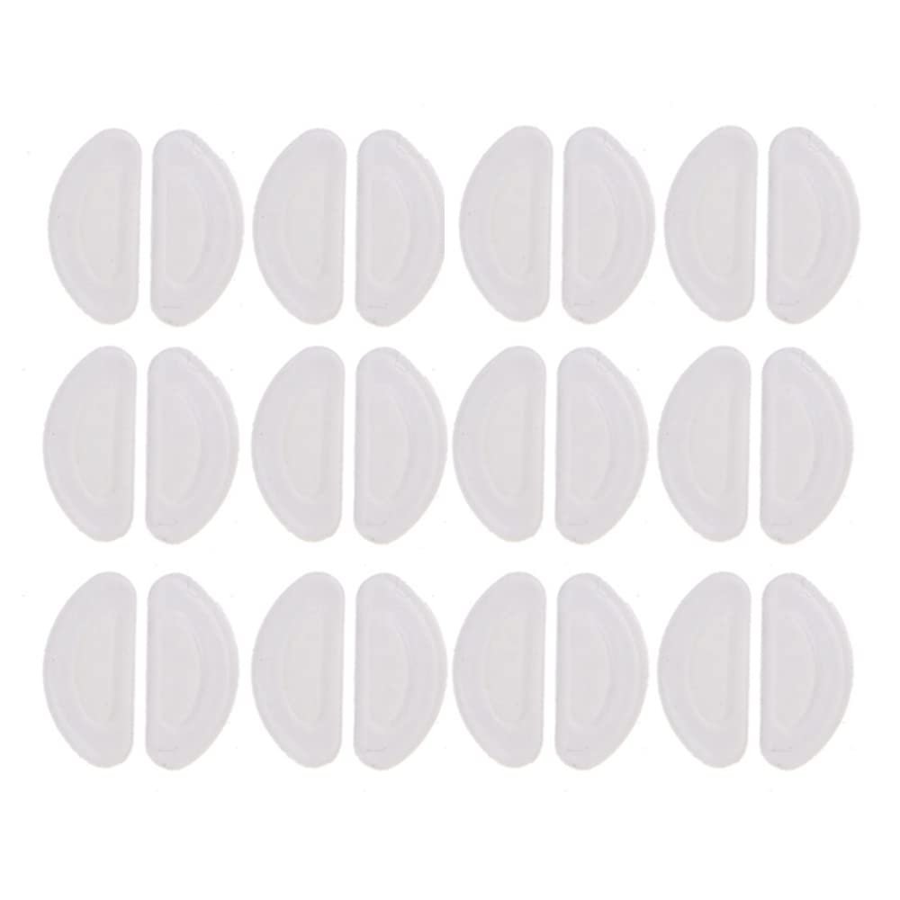 12 Pairs Adhesive Eye Glasses Nose Pads, D Shape Stick on Anti-Slip Soft Silicone, Black/White Adhesive Nose Pads Glasses Nose Pad for Glasses, Eyeglasses and Sunglasses
