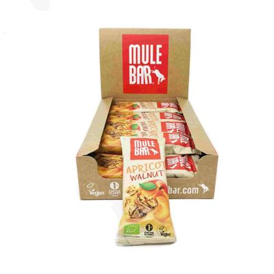 MULEBAR - Box of 15 Energy Bars - Apricot Pecan - Soft Texture - Easy to Digest - 100% Natural, Organic and Vegan Ingredients - Made in France - 40gr