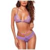 UIVHLW Chemises & Negligees Lingerie Temptation Lace Halter Hollow Out Costumes Babydolls Set Purple view 1