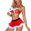 Chemises & Negligees Corset Bra Christmas Red Lingerie See Through Lace Plush Women's Clothing view 3