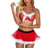 Chemises & Negligees Corset Bra Christmas Red Lingerie See Through Lace Plush Women's Clothing view 4