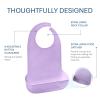 We&Life Silicone Adult Bib for Elderly, Men and Women - Washable With Food Catcher, Lilac Purple (Large), Large - 14.5in(w) x 21in(h) view 2