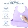 We&Life Silicone Adult Bib for Elderly, Men and Women - Washable With Food Catcher, Lilac Purple (Large), Large - 14.5in(w) x 21in(h) view 4