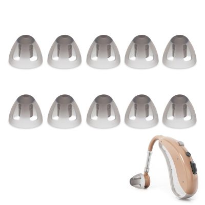 10pcs Hearing Aid Power Domes, Medium 8mm Soft Silicone Open Domes Hearing Aid Ear Tips Hearing Aid Open Dome Earbud Black Layer Earplugs Replacement Parts