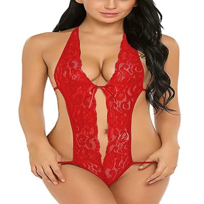 Tongari Women's Lace Above knee Baby Doll (Red. Free-Size)