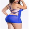 Tongari Women Sheer Net Strappy Back Babydoll Lingerie with Panty (Blue Free-Size) view 2