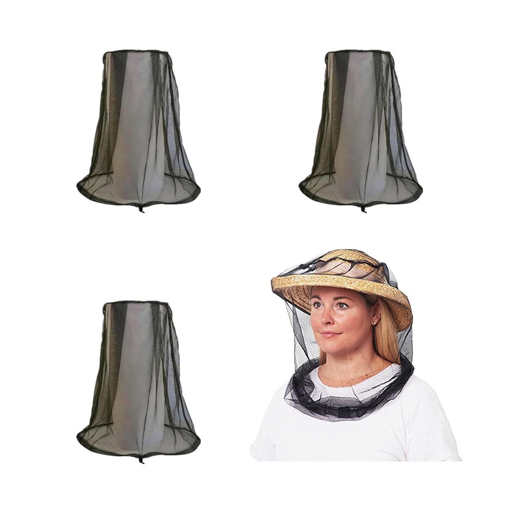 4 Pcs Premium Mosquito Head Net Mesh, Extra Fine Holes, Insect Netting, Bug Face Shield, Soft Durable Fly Screen, Protection for no See um Midges Gnats, Carry Bag