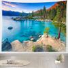 BELECO Mountain Lake Tapestry Wall Hanging - Ocean Blue Lake View, Sand Beach, Green Forest Pine Trees Landscape for Bedroom, Aesthetic Living Room, Dorm Decor - 106x70 Inch view 4
