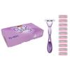 Bic Click 5 Soleil Refillable Women's Razor, 40% Recycled Plastic Handle with Rubber Grip, 10 x 3-Blade Refills, Lubricating Strip - Bundle of 1+10, Purple view 2