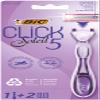 Bic Click 5 Soleil Refillable Women's Razor, 40% Recycled Plastic Handle with Rubber Grip, 2 x 3-Blade Refills - Box of 1+2, Purple view 1