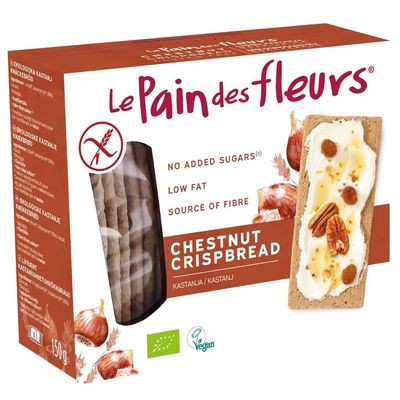 Le Pain des Fleurs 150g (Packet Of 6) Organic Chestnut Crispbread  Gluten Free, Vegan, Wheat Free  Light & Crisp Texture  No Added Sugar  Source of Fibre