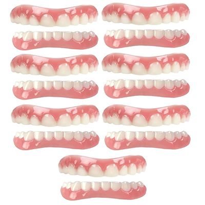 XZLZMD Silica gel Dentures Top Bottom Dental Prostheses Cosmetic Veneer Natural Color Temporary Prosthesis Teeth Lnstant repair of Cracked or Missing Dental Prosthesis for Men And Women,7 pair
