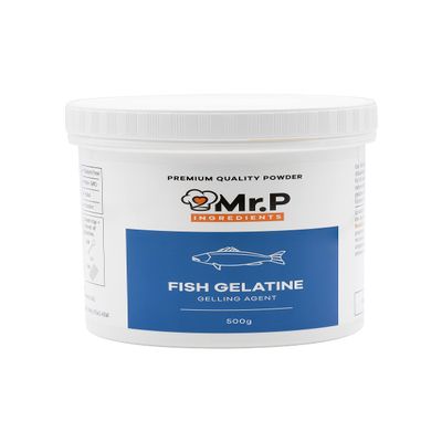 Mr.P Ingredients Fish Gelatine 500g 160 Bloom Powder Stabiliser Gelling Aerating Agent Instant Halal Kosher Gluten Free Non-GMO (Recyclable Pot)
