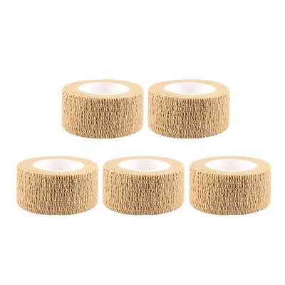 5 Rolls Self Adhesive Bandage, 2.5cm x 4.5m Non-wonven Athletic Elastic Cohesive Bandage for Sports Finger Wrist Feet Protection (Light Brown)