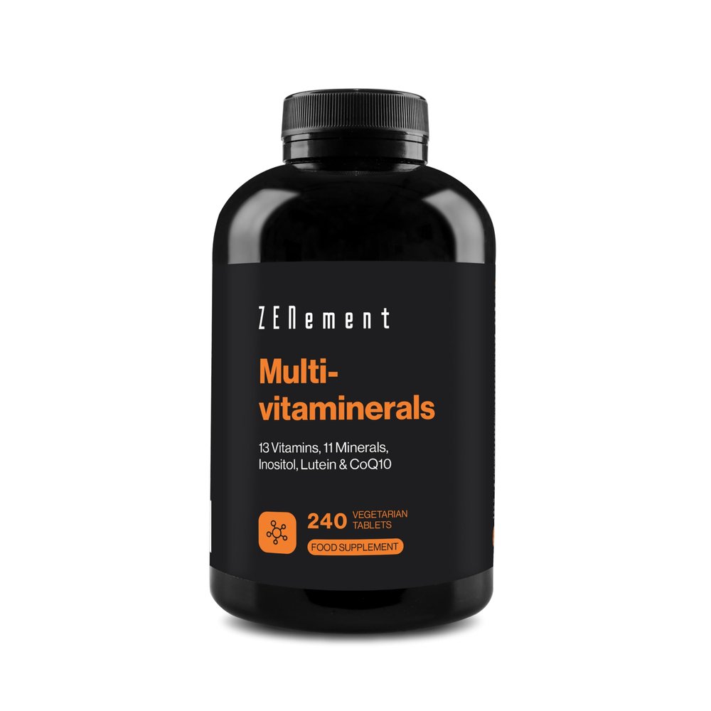 Multivitaminerals, 13 Vitamins, 11 Minerals, Inositol, Lutein & CoQ10, 240 Vegetarian Tablets | for Men & Women | Preservative-Free, Non-GMO, GMP | Zenement