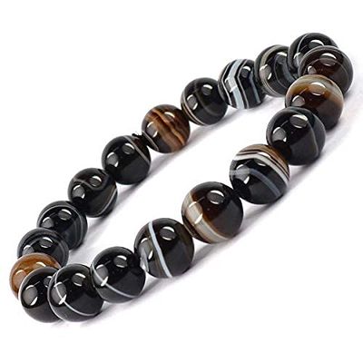 Aport Presents Natural Black Sulemani Hakik Bracelet Crystal Stone 10 Mm Round Bead Bracelet for Reiki and Crystal Stones (Color : Black) #Aport-4286