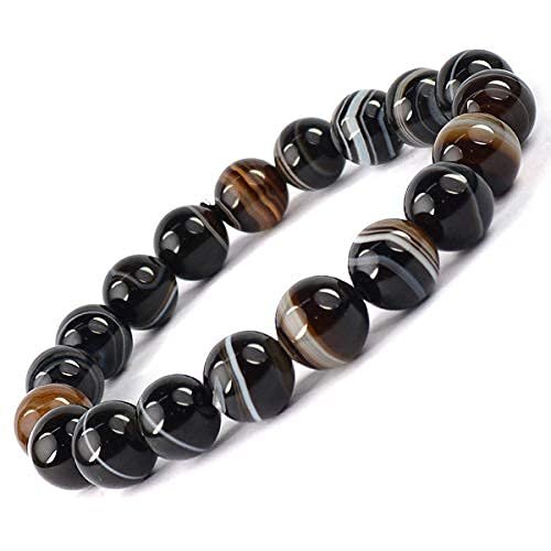 Aport Presents Natural Black Sulemani Hakik Bracelet Crystal Stone 10 Mm Round Bead Bracelet for Reiki and Crystal Stones (Color : Black) #Aport-4286