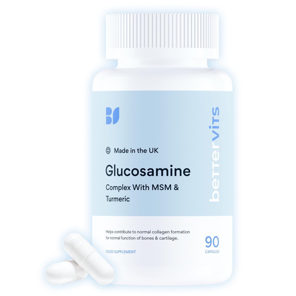 Bettervits Glucosamine Complex with MSM, Turmeric & Vitamin C | Glucosamine and Chondroitin High Strength | Joint Care Supplements for Men & Women | Supports Mobility & Flexibility - 90 Tablets