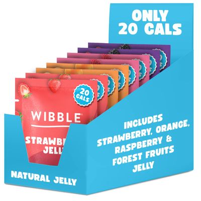 Wibble Natural Crystals, 8 pack, Variety Pack, Quick Set, Low Sugar, Plant-Based, Low Calorie, Jello, Jelly Powders, Serves 4, Vegan Jelly Powder, Vegetarian Jello, Sweets, Vegan Sweets 57g
