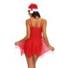 Chemises & Negligees Transparent Lace Mesh Sleepwear Women's Underwear V-Neck Christmas Costumes Red view 4