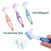 4 Pieces Denture Cleaning Brush Double Sided Denture Toothbrushes Portable False Teeth Brush, 4 Colors view 2