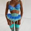 UIVHLW Chemises & Negligees Transparent Mesh Lace Stitching Jacquard Craftsmanship Women's Underwear Set Blue view 3