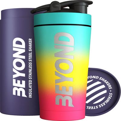 Beyond Shakers Insulated Metal Protein Shaker, Stainless Steel Supplement Bottle - BPA Free for Gym 735ml in Beach