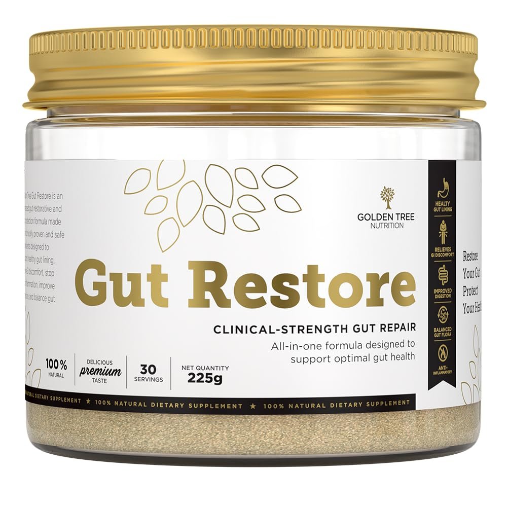 Golden Tree Gut Restore  Gut Health Powder with Inulin, Golden Kiwifruit Extract, Digestive Enzymes and Fibre  Prebiotic Blend for Digestive Support  225 g