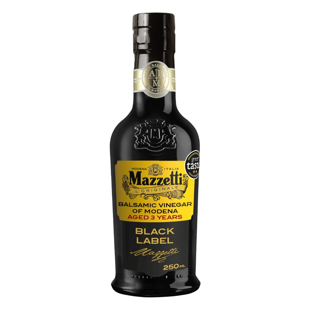 Mazzetti Aged Balsamic Vinegar Of Modena, Sweet, Thick And Rich, Aged In Oak Barrels For 3 Years, Black, 250 ml, Pack of 1