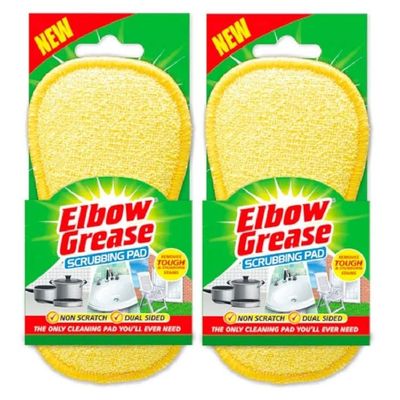 2X Non Scratch Dual Sided Abrasive Polyester Scrubbing Cleaning Pad, Oven/Bathroom/Kitchen Cleaner; Non-Scratch, Dual Sided Reusable Polyester Scourer Sponges for Household Use,Yellow