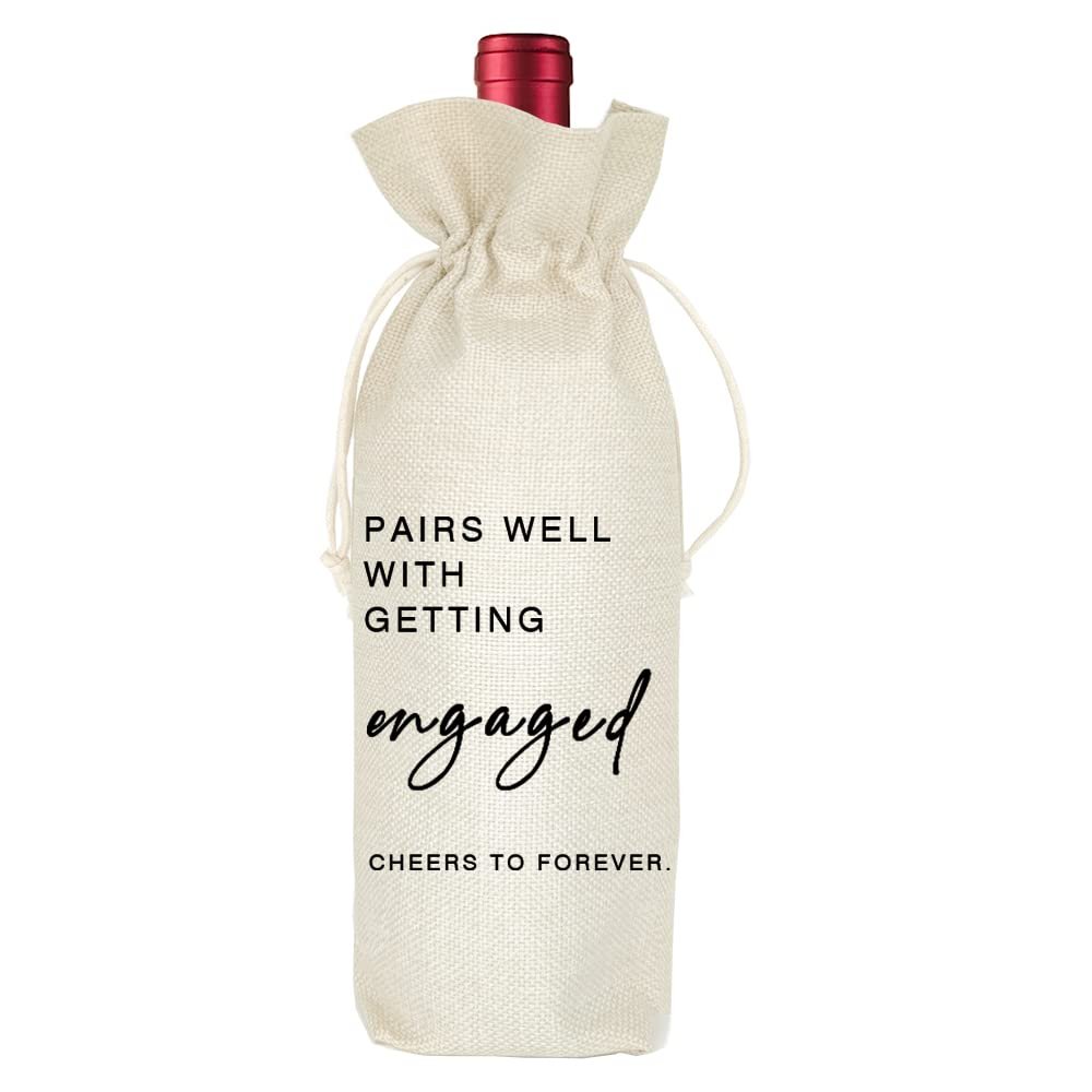 Socive Engagement Wine Bag, Pairs well with Engagements, Bride Gift, Engaged Gift for Couples, Gift for her, Engagement Party Decorations - Engaged Gift