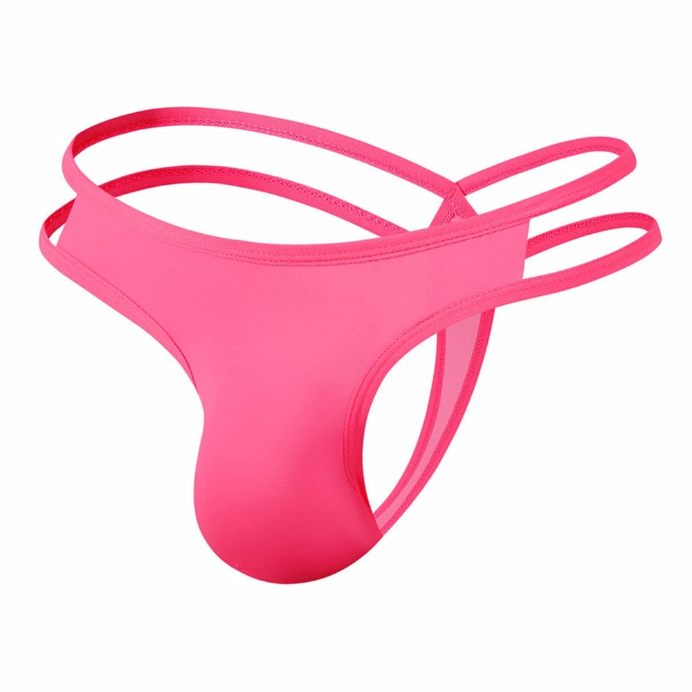 Addfect Men's G-String Briefs Erotic Thong Ice Silk Thin Underwear High Elasticity Sexy Slip Thong Low Waist Underpants Large Pocket Slip Bodysuit Lingerie, pink, L