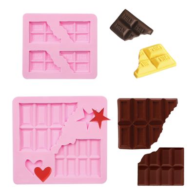 Chocolate Silicone Molds, 2 Pcs of Half Chocolate Shape Fondant Molds for Cake Decor, Cupcake Topper, Candy Soap Clay Decoration
