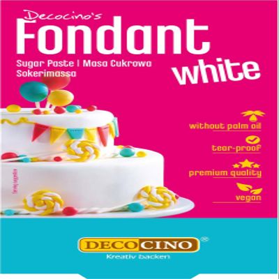 DECOCINO Fondant White - 250 g - ideal for decorating cakes, cupcakes - palm oil free & vegan