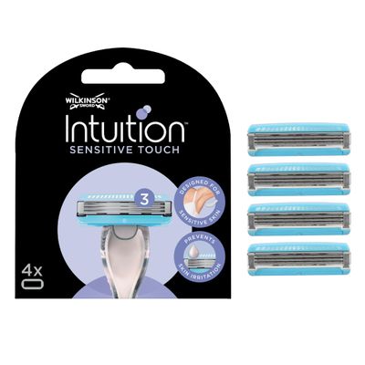 Wilkinson Sword Intuition Sensitive Touch - Blister charging heads x4 - Refill for razor trilama for women - Compatible with razor Intuition Complete