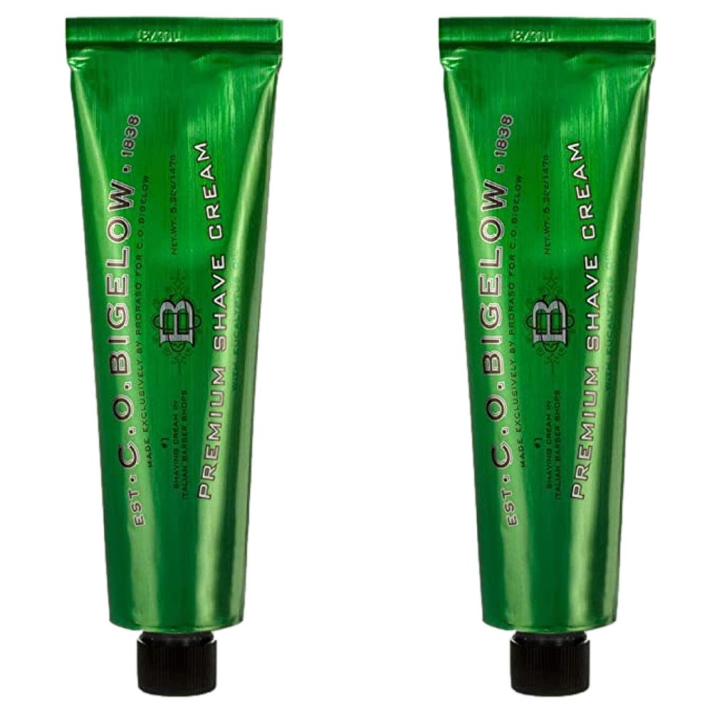 C.O. Bigelow Premium Shave Cream for Men with Eucalyptus Oil, 5.2 Ounces, Pack of 2