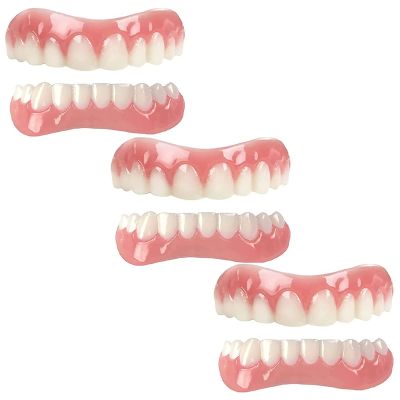 XZLZMD Silica Prosthesis Teeth Veneer Dentures for Perfect Smile Lnstant Repair of Cracked or Missing Dental Dental Prosthesis Top Bottom Dentures,3 pairs